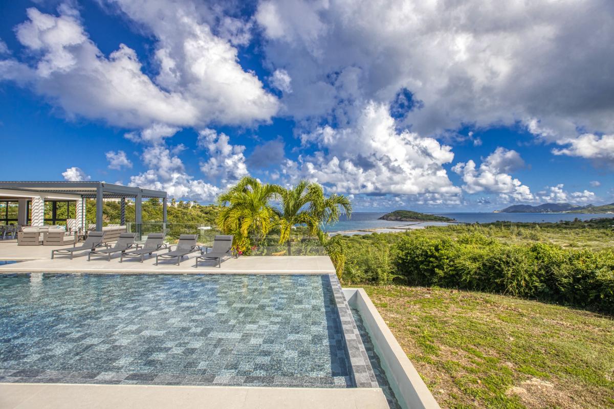 Location villa Saint Martin Terres Basses - villa 5 chambres 10 prsonnes - 300m de la plage de Baie aux Prunes - Vue mer et Piscine (5)
